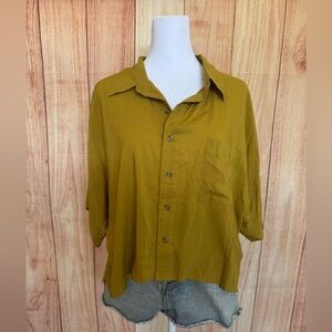 MAI Dylan Crop Button Down in Ochre